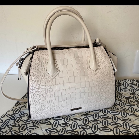 Rebecca Minkoff Perry cream faux croc Satchel - Picture 1 of 10